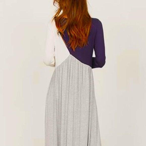 éloges Navy, Gray & White, Color Block Long-Sleeve Maxi Dress 3X ExtraTall - Picture 7 of 8
